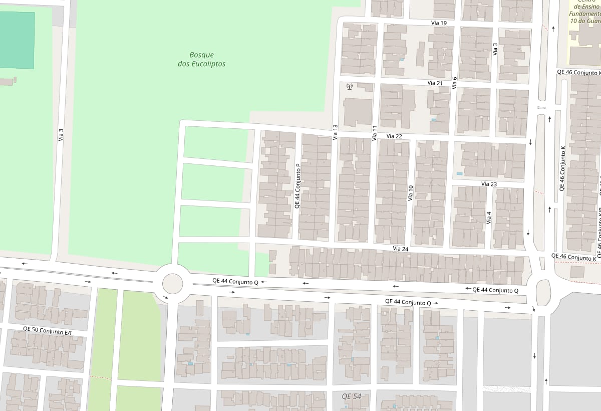 Mapa da região do salão Pelle Morena, na QE 44 Conjunto P, ao lado do Bosque dos Eucaliptos, Guará II